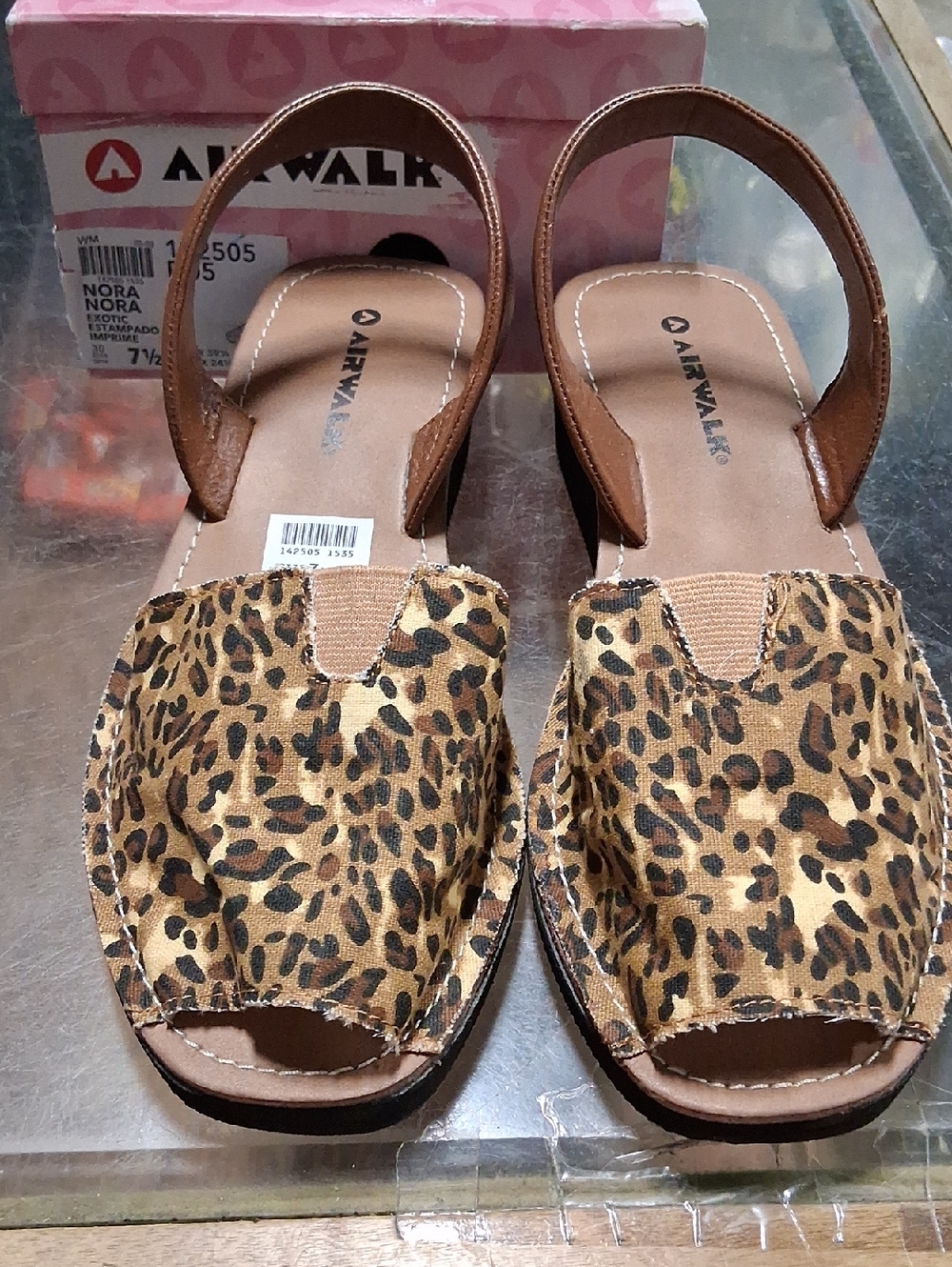 Airwalk Women’s Leopard Print Slingback Sandals - Brown/Tan